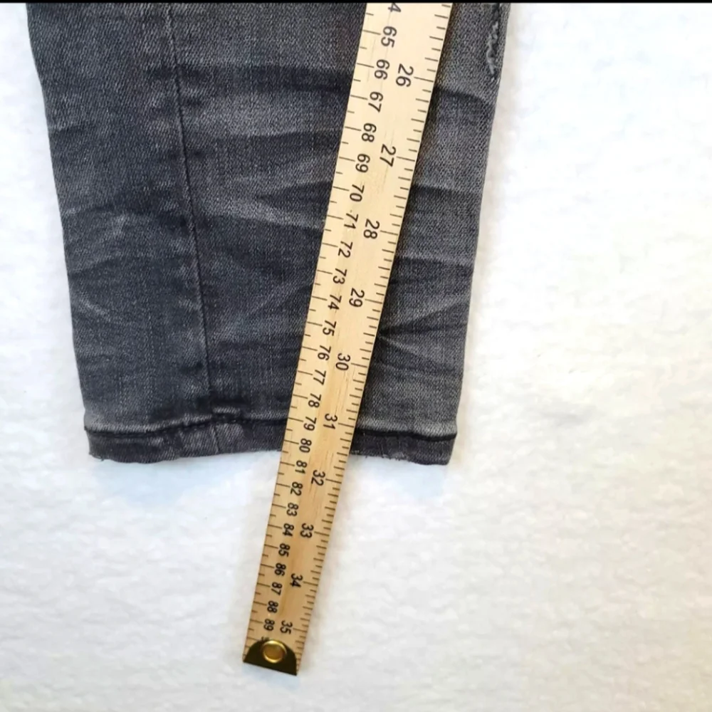 Damati Mens Skinny Moto Style Factory Distressed Black Denim Jeans Sz 36/32